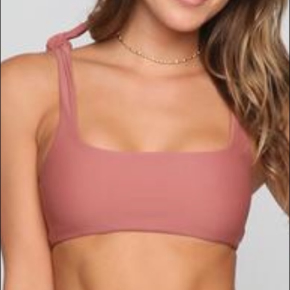 Mikoh lychee pink tie strap jamaica bikini top